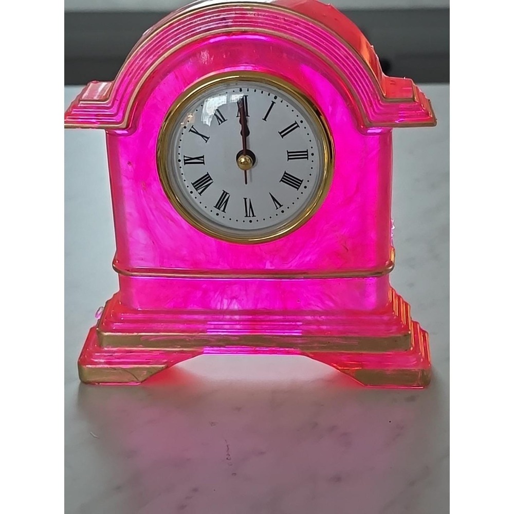 Handmade Resin Desk Clock Decoration‎ Gift  Pink Gold  732